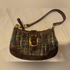 Vintage Coach Tweed Boucle Wool & Leather Handbag